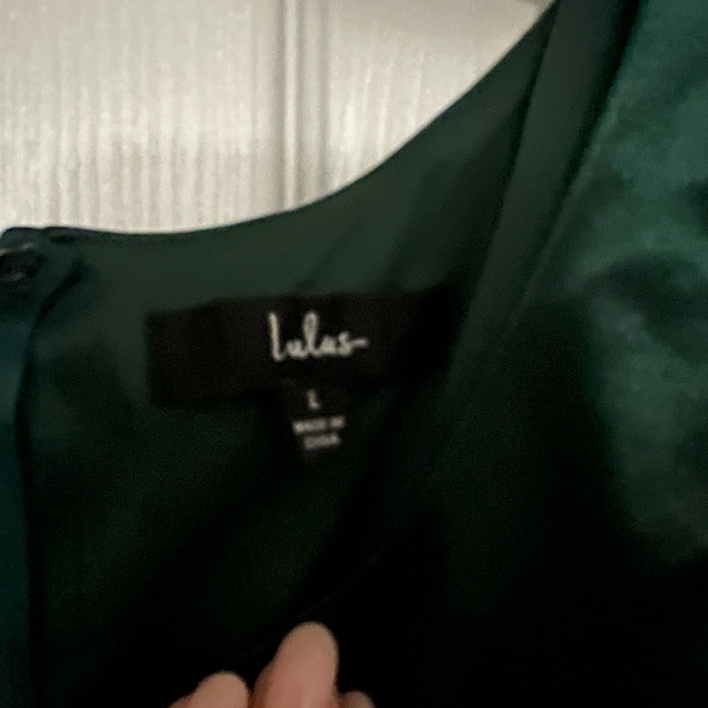 Lulu's Emerald Green Long Sleeve Dress - Picture 3 of 4